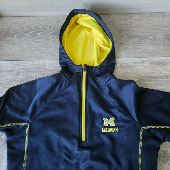 University Of Michigan Wolverines 1/2 Zip Pullover Running Hoodie Sweatshirt L - Picture 4 of 15